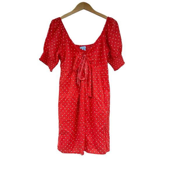 Draper James Jennifer Mini Babydoll Dress Red White Polka Dot Womens Medium - Picture 1 of 6